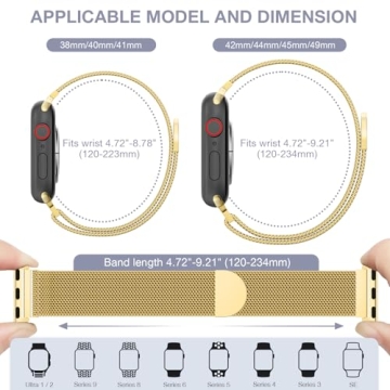 BELONGME Adjustable Mesh Metal Apple Watch Band