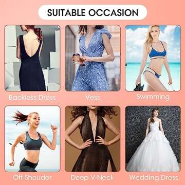 Antmoilios Boobtape, Breathable Breast Lift Boob Tape, 1 Body Tape, 5 Pairs Satin Breast Petals, Silicone Breast Reusable Adhesive Bra, 36 Pieces Double Sided Tape, for Large Breasts A-G Cup (Beige)