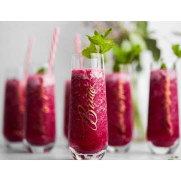 Bridesmaid Wine Glasses, Kook Bachelorette Party Champagne Glasses, 9.4 Oz (Bridal Set of 8), Stemless Glass Champagne Flutes, Cocktail Cups for Rose, Great for Weddings and Parties, Dishwasher Safe