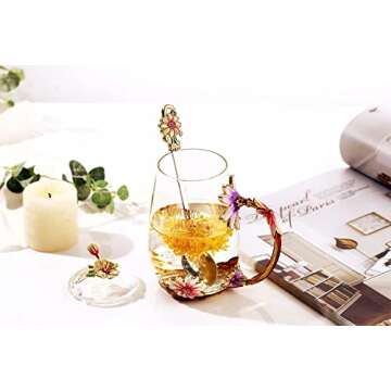 Luka Tech Gifts for Wife, I Love You Wife Gift From Husband, Flower Glass Tea Cup Coffee Mug,elegant...