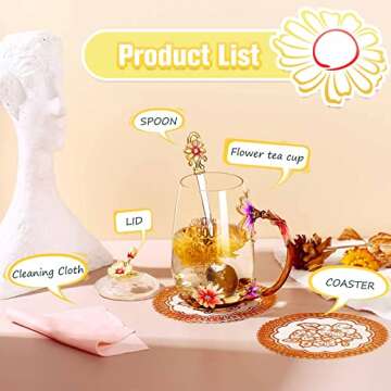 Luka Tech Gifts for Wife, I Love You Wife Gift From Husband, Flower Glass Tea Cup Coffee Mug,elegant Valentines Day Gifts For Her Anniversary Christmas Birthday