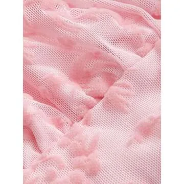 COZYEASE Women's Floral Ruched Bust Sweetheart Neck Tie Front Crop Tee Cap Sleeve Bodycon Summer Going Out Top Pink S