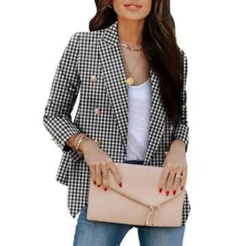 CRAZY GRID Women's Open Front Blazer for All Occasions