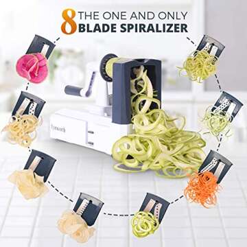 Spiralizer Vegetable Slicer: Lynworth Ultimate 8-Blade - Best Spiral Slicer for Healthy Meals
