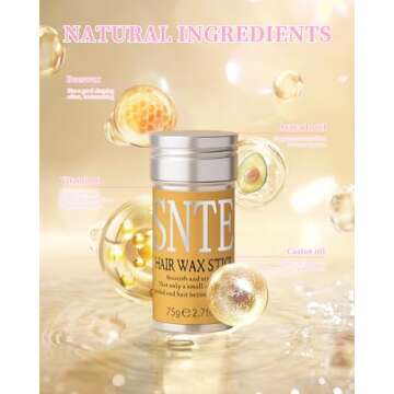 Hair Wax Stick, Slick Back Hair Brush Set 4Pcs, Wax Stick for Hair, Bristle Brush for Flyaways, Teasing Brush for Hair Styling, Edge Brush for Tame Frizz Baby Hair, Rat Tail Combs for Parting