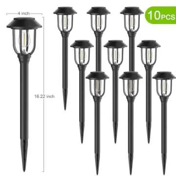 ILANCK 10 Pack Solar Pathway Lights Outdoor Waterproof Dusk to Dawn Auto On/Off LED Garden Lights Ea...