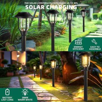 ILANCK Solar Pathway Lights Outdoor 10 Pack Waterproof