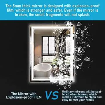 IOWVOE 28 x 36 Inch Bathroom Mirror with LED Lights, Dimmable Anti-Fog Wall Mount Mirror with Light IP 54 Waterproof+Anti-Fog+Dimmable Light