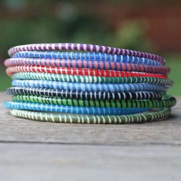 SayitBands.com 10 Recycled Flip Flop Bracelets Assorted Colors Hand Made in Mali, West Africa