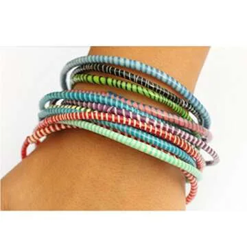 SayitBands.com 10 Recycled Flip Flop Bracelets Assorted Colors Hand Made in Mali, West Africa