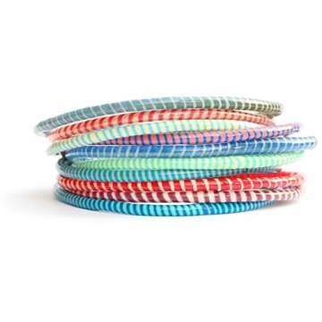 SayitBands.com 10 Recycled Flip Flop Bracelets Assorted Colors Hand Made in Mali, West Africa