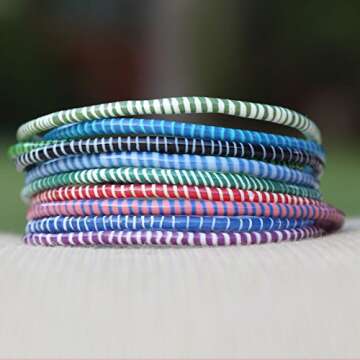 SayitBands.com 10 Recycled Flip Flop Bracelets Assorted Colors Hand Made in Mali, West Africa