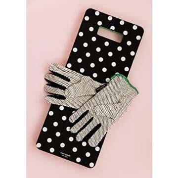 Kate Spade New York Garden Kneeler and Gardening Gloves for Women, Cute Garden Tool Set with Thick Kneeling Pad and Yard Gloves, Picture Dot
