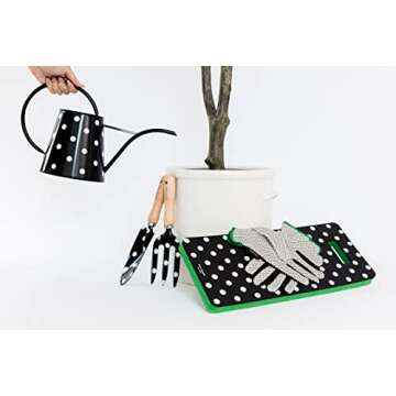 Kate Spade New York Garden Kneeler and Gardening Gloves for Women, Cute Garden Tool Set with Thick Kneeling Pad and Yard Gloves, Picture Dot