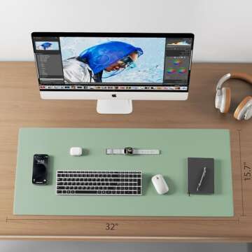 Large Desk Pad Gaming Mouse Pad, Dual-Sided PU Leather PC Keyboard Mat, Desk Mat for Office Accessor...