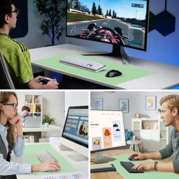 Large Desk Pad Gaming Mouse Pad, Dual-Sided PU Leather PC Keyboard Mat, Desk Mat for Office Accessories and Supplies, Non-Slip, Waterproof