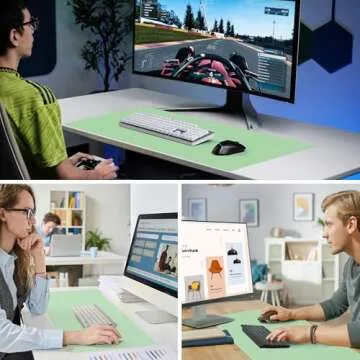 Large Desk Pad Gaming Mouse Pad, Dual-Sided PU Leather PC Keyboard Mat, Desk Mat for Office Accessories and Supplies, Non-Slip, Waterproof