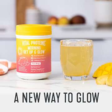 Vital Proteins Morning Get Up and Glow Collagen peptides Powder Supplement, 90mg Caffeine for Energy & Vitamin C & Biotin & Hyaluronic Acid - 9.3oz