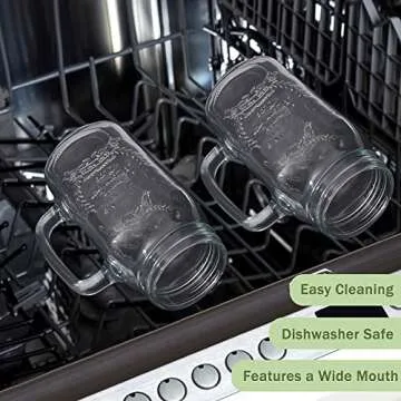 Yirilan 4 Pack 24Oz Mason jar cups with lids and straws, Mason Jars with Handle, Mason Jar Drinking Glasses with Lid and Straw, Mason Jar Mugs