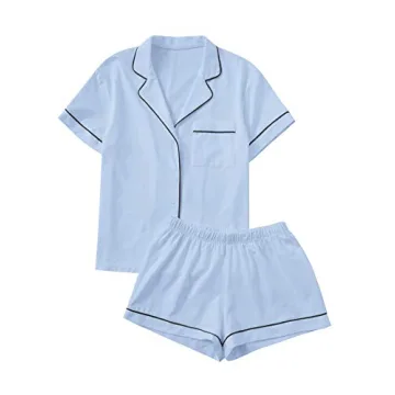 Floerns Women's Soft Cotton Notch Collar Pajama Set - Cozy & Stylish Sleepwear