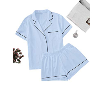 Floerns Women's Notch Collar Pajama Set - Soft Cotton Sleepwear