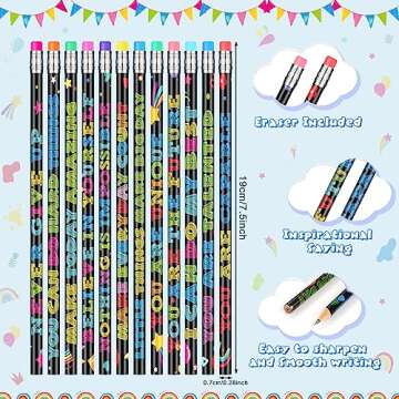 100 Pcs Motivational Pencils Bulk, Fun Inspirational School Pencils for Classroom, Cute Wood Pencils with Encourage Positive Sayings, Back to School Supplies for Kids Student Teacher Classroom Reward