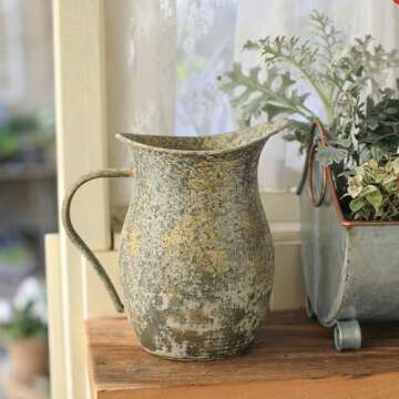 BIG FORTUNE Decorative Pitcher Vase - Rustic Farmhouse Charm