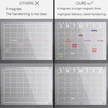 Neatsure Acrylic Magnetic Dry Erase Board Calendar for Fridge, Clear Monthly and Weekly Planner Whit...