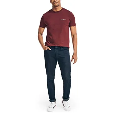 Nautica Men's Solid Crew Neck T-Shirt in Burgundy