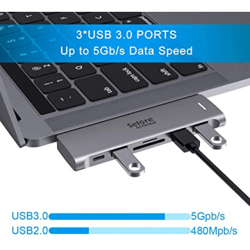 USB C Adapter for MacBook Pro and Air with 6 ports