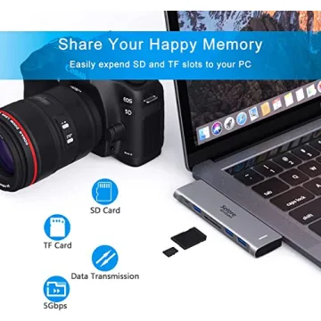 USB C Adapter for MacBook Pro and Air with 6 ports