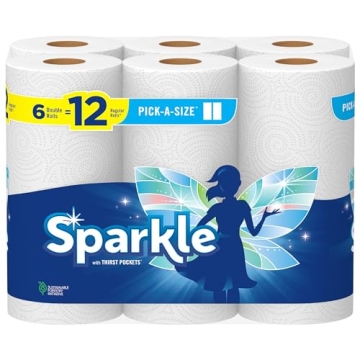 Sparkle Pick-A-Size Paper Towels, 6 Double Rolls = 12 Regular Rolls, Everyday Value Paper Towel With...