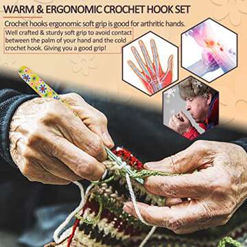 Coopay Warm Crochet Hooks for Grandmother, Art Aluminum Soft Grip Crochet Needles for Crocheting, Kn...