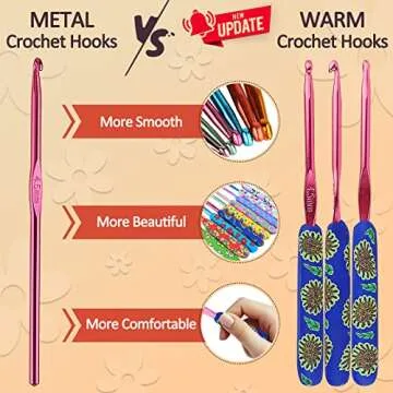 Coopay Warm Crochet Hooks for Grandmother, Art Aluminum Soft Grip Crochet Needles for Crocheting, Knitting Hook for Crochet Yarn Craft - Premium Knitting & Crochet Supplies