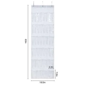 Progo 24 Pockets Clear Pockets Over The Door White Hanging Organizer, For Shoe, Pantry Organize and ...