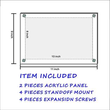 Wall Mount Floating Lucite Picture Frames 8x10 Office Family,Clear Acrylic Decorative 8 x 10 Frameless Wall Frame uv Protected for Photo Art Memories Anniversary Wedding (Full frame size 9x11inch)