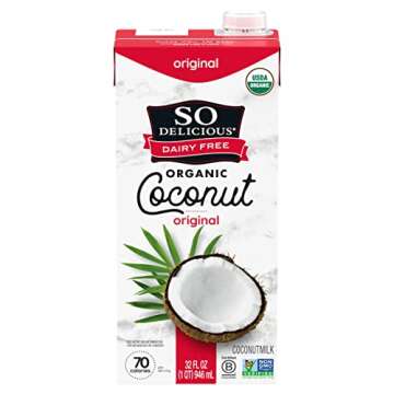 So Delicious Dairy Free Shelf-Stable Coconut Milk, Original, Vegan, Non-GMO Project Verified, 1 Quar...