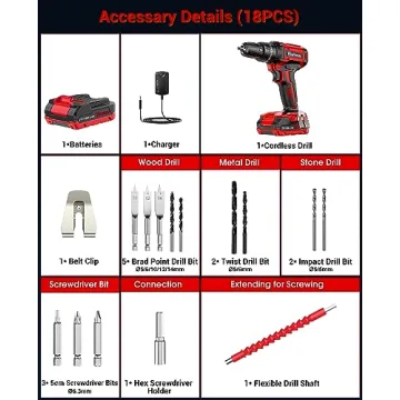 Bamse Cordless Drill Set 21V with 25 Torque Positions
