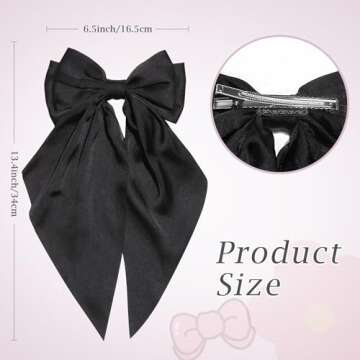 FOSROM Hair Bow Clips - Elegant Hair Accessories for Women & Girls, 2 Count in Black, Beige
