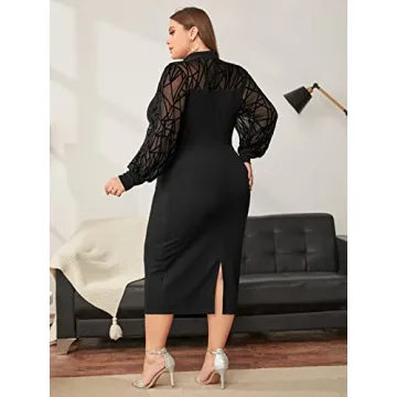 Stylish Plus Size Mesh Bodycon Maxi Dress for Women