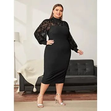 Stylish Plus Size Mesh Bodycon Maxi Dress for Women