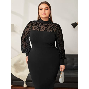 Stylish Plus Size Mesh Bodycon Maxi Dress for Women
