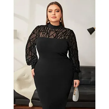 Stylish Plus Size Mesh Bodycon Maxi Dress for Women