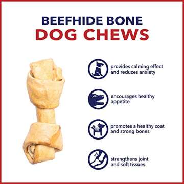 Pet Factory American Beefhide 4-5" Knotted Bones Dog Chew Treats - Chicken Flavor, 4 Count/1 Pack