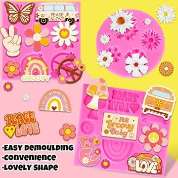 Whaline 3Pcs Groovy Fondant Molds for Creative Baking