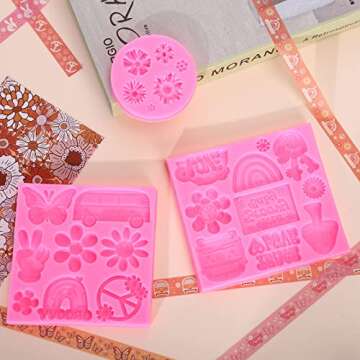 Whaline 3Pcs Groovy Fondant Molds for Creative Baking