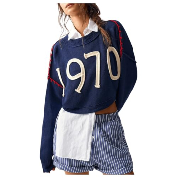 Trendy SOLY HUX Women’s Number Graphic Crew Neck Sweater for Casual Style