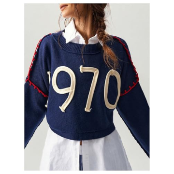 Stylish SOLY HUX Women’s Graphic Crew Neck Pullover Sweater