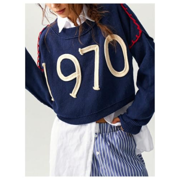 Stylish SOLY HUX Women’s Graphic Crew Neck Pullover Sweater