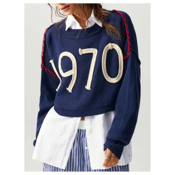 Stylish SOLY HUX Women’s Graphic Crew Neck Pullover Sweater